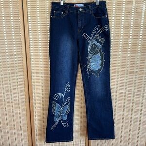 Vintage Y2k Cosmopolitan Jeanswear Beaded Butterly  Jeans Size 6